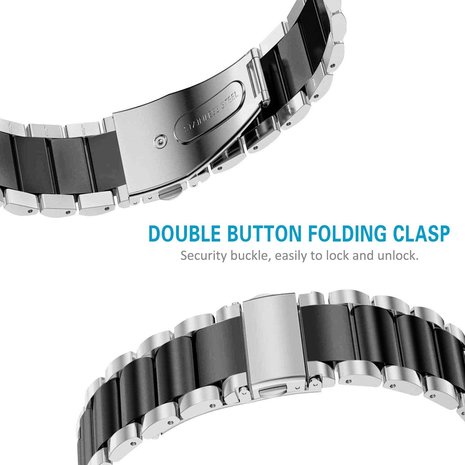 Strap-it® Strap-it Fitbit Charge 4 Gliederarmband (Silber / Schwarz) Strap-it® Strap-it Fitbit Charge 4 Gliederarmband (Silber / Schwarz)