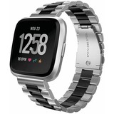 Strap-it® Fitbit Versa / Versa 2 Gliederamband (Silber / Schwarz) Strap-it® Fitbit Versa / Versa 2 Gliederamband (Silber / Schwarz)