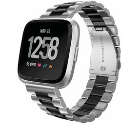 Strap-it® Fitbit Versa / Versa 2 Gliederamband (Silber / Schwarz) Strap-it® Fitbit Versa / Versa 2 Gliederamband (Silber / Schwarz)