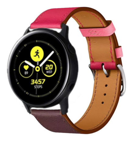 Samsung Galaxy Watch Active Active 2 Armband Leder Leuchtend Pink Rotbraun Smartwatcharmbaender