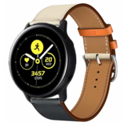 Strap-it® Samsung Galaxy Watch Active / Active 2 Armband Leder (Weiß / Dunkelblau)