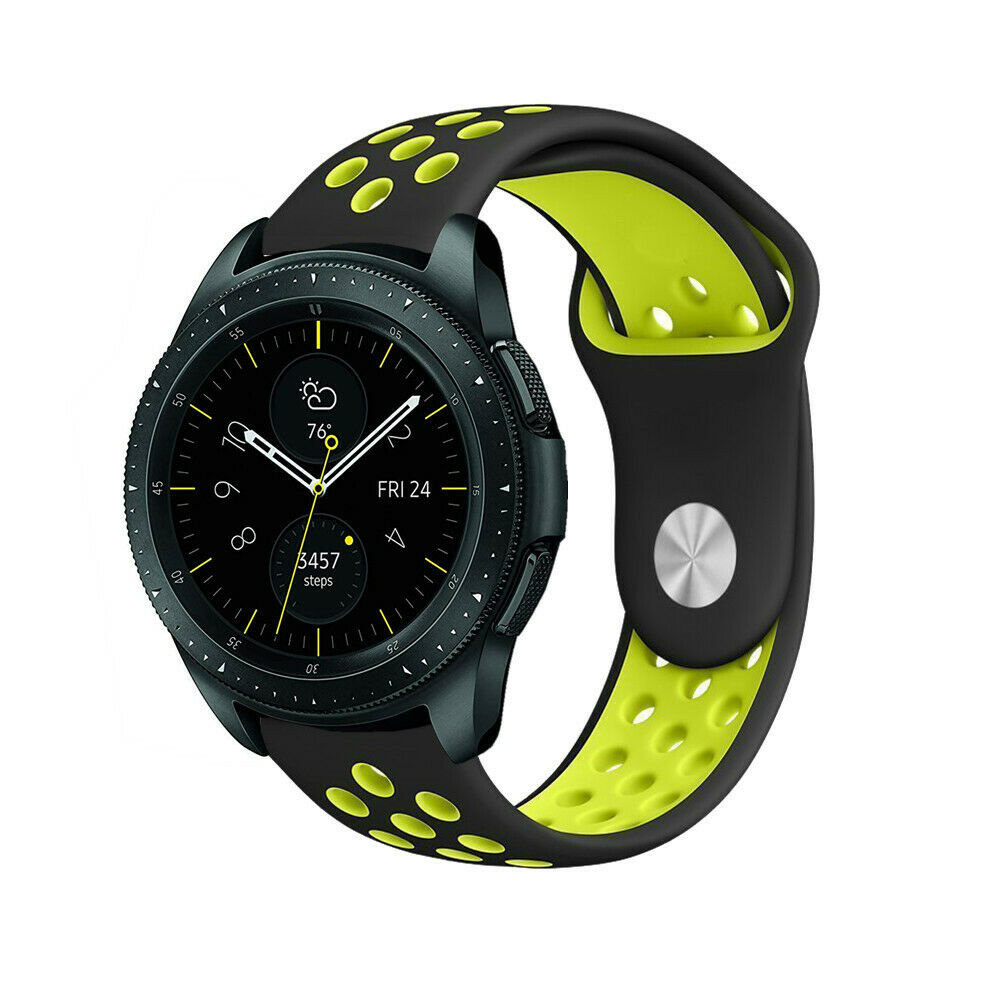 Strap-it® Strap-it Samsung Galaxy Watch 42mm Sportarmband (Schwarz / Gelb)
