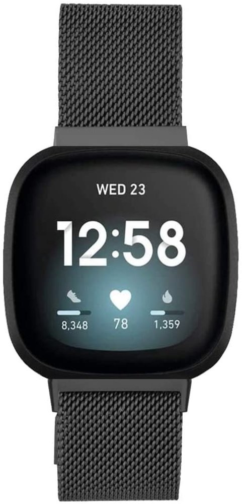 Strap-it® Strap-it Fitbit Sense Milanese Armband (Schwarz)