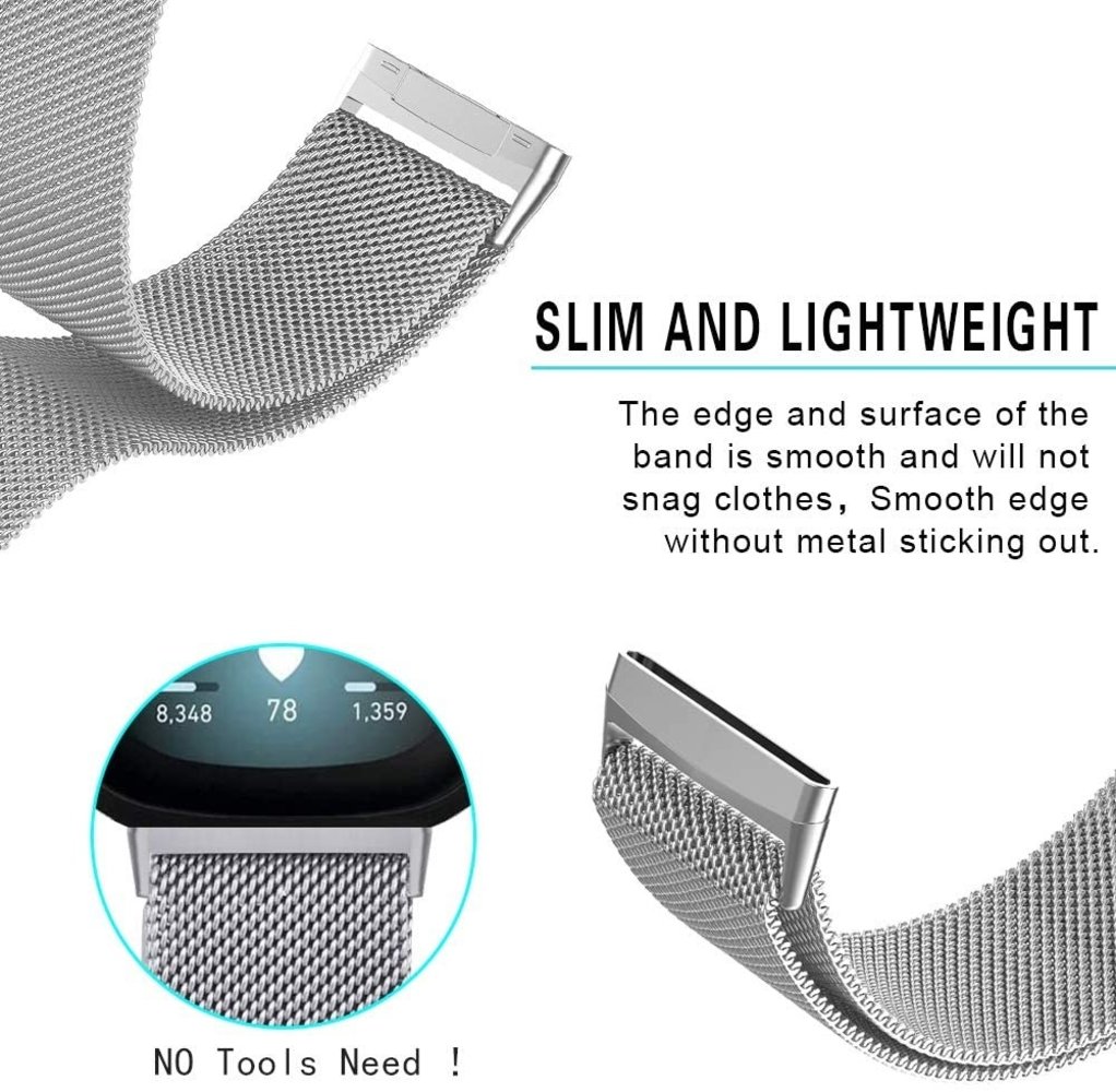 Strap-it® Strap-it Fitbit Sense Milanese Band (Silber) Strap-it® Strap-it Fitbit Sense Milanese Band (Silber)
