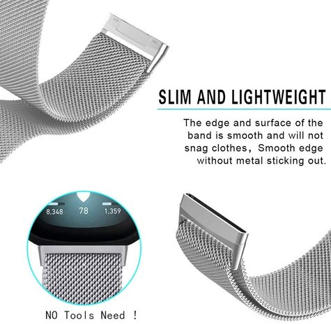 Strap-it® Strap-it Fitbit Sense Milanese Band (Silber) Strap-it® Strap-it Fitbit Sense Milanese Band (Silber)
