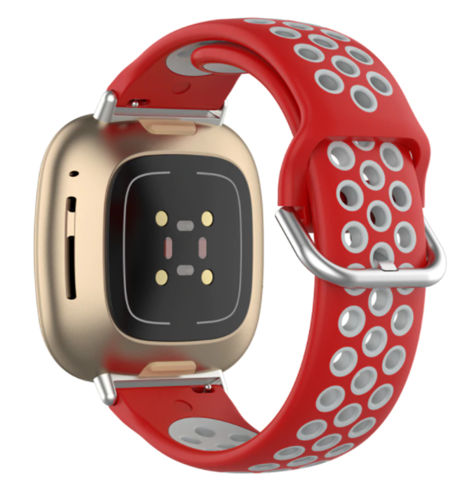 Strap-it® Strap-it Fitbit Versa 3 Sportarmband (Rot / Grau) Strap-it® Strap-it Fitbit Versa 3 Sportarmband (Rot / Grau)