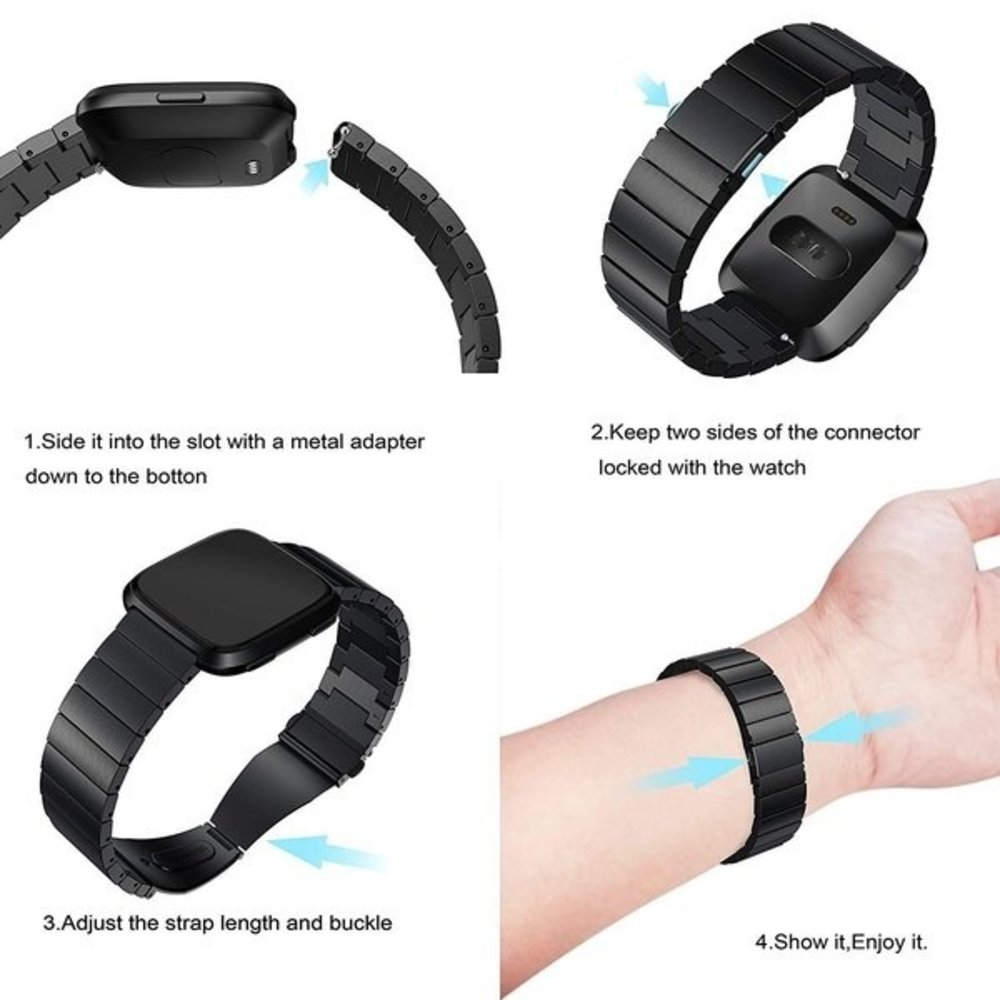 Strap-it® Strap-it Fitbit Versa / Versa 2 Armband Metall (Schwarz) Strap-it® Strap-it Fitbit Versa / Versa 2 Armband Metall (Schwarz)
