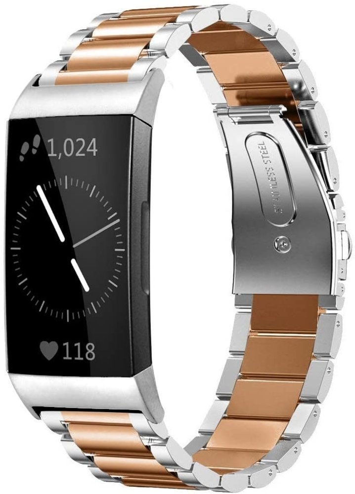 Strap-it® Strap-it Fitbit Charge 3 Gliederarmband (Silber / Roségold) Strap-it® Strap-it Fitbit Charge 3 Gliederarmband (Silber / Roségold)