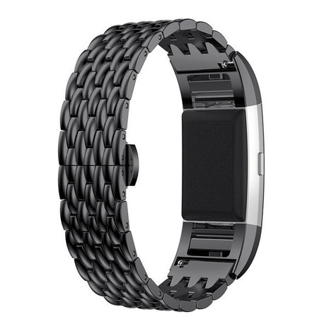 Strap-it® Strap-it Fitbit Charge 4 Drache Gliederarmband (Schwarz)