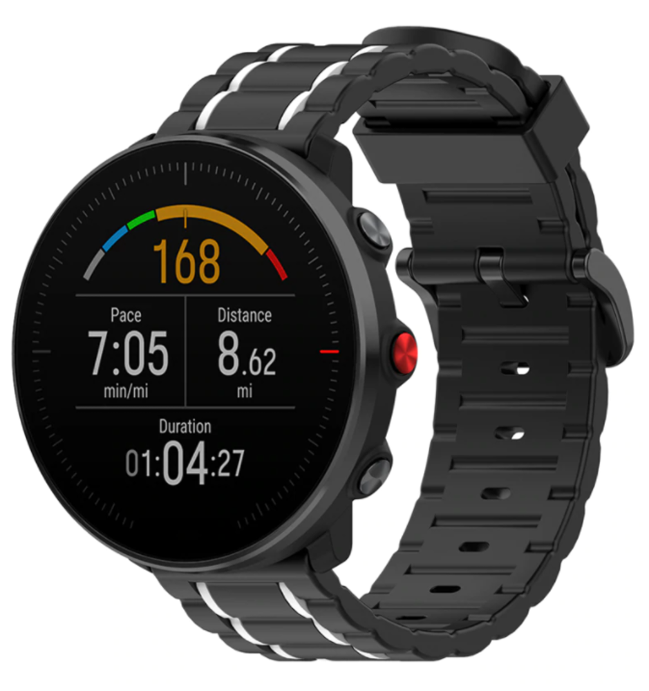 Strap-it® Strap-it Polar Vantage M Sport Schnallenarmband (Schwarz / Weiß)