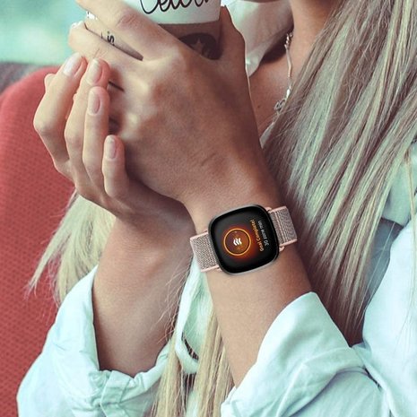 Strap-it® Strap-it Fitbit Versa 3 Armband Nylon (Rosa Sand) Strap-it® Strap-it Fitbit Versa 3 Armband Nylon (Rosa Sand)