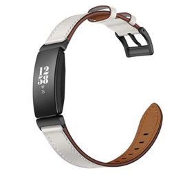 Strap-it® Fitbit Inspire (HR) / Inspire 2 Armband Leder (Weiß)