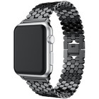 Strap-it® Strap-it Apple Watch Fisch Gliederarmband (Schwarz)