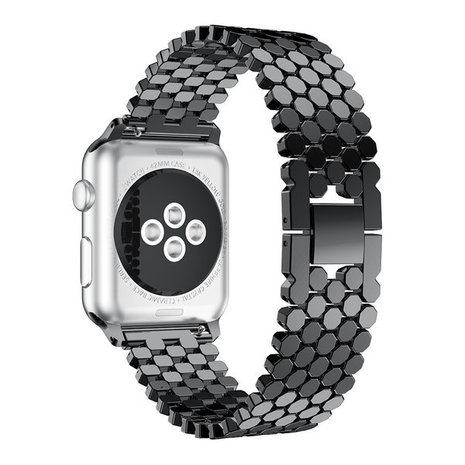 Strap-it® Strap-it Apple Watch Fisch Gliederarmband (Schwarz)