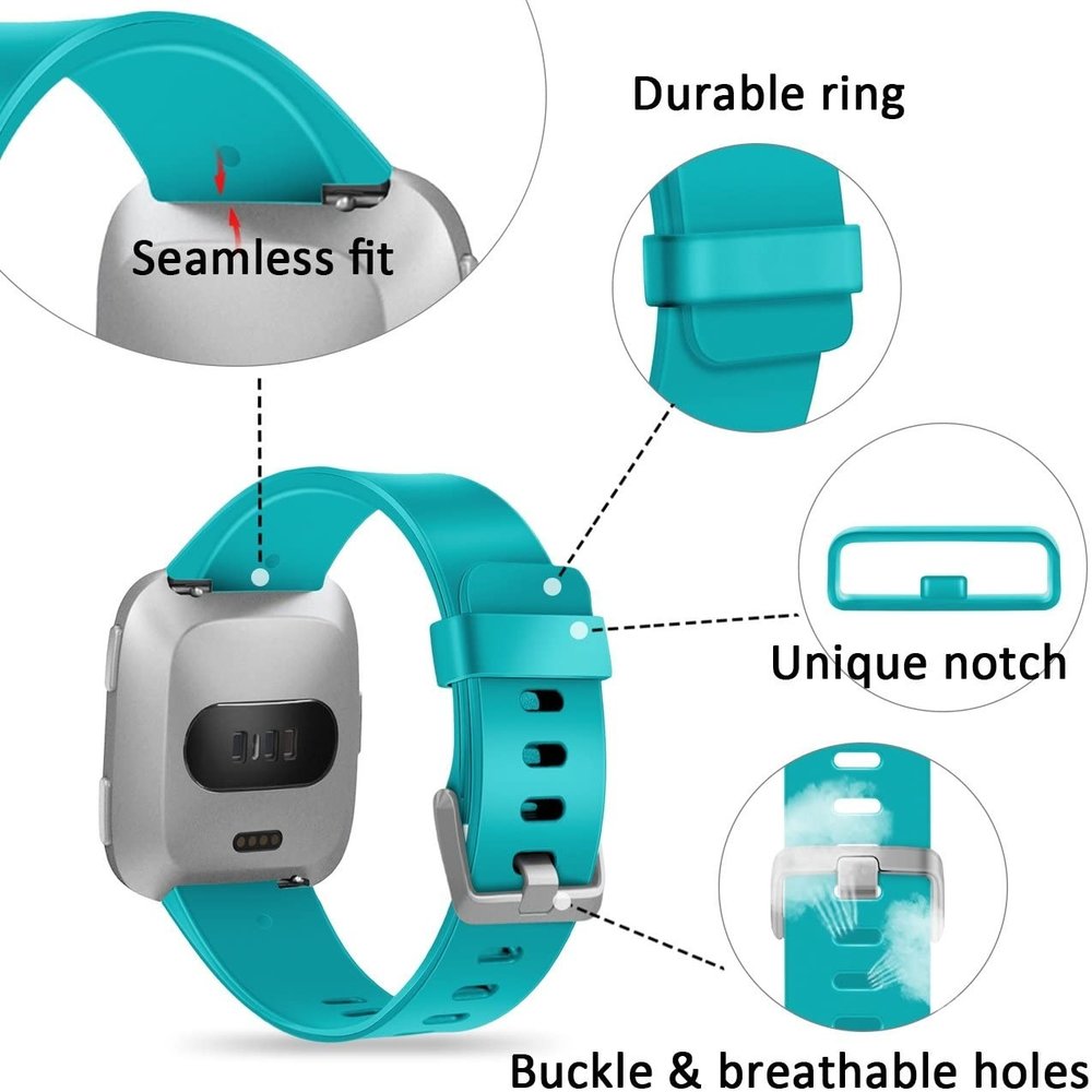 Strap-it® Strap-it Fitbit Versa / Versa 2 Armband Silikon (Türkis)