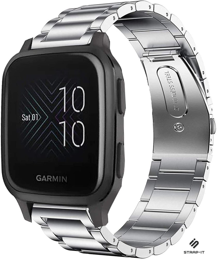 Strap-it® Strap-it Garmin Venu (SQ) Gliederarmband (Silber)