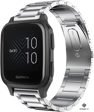 Strap-it® Strap-it Garmin Venu (SQ) Gliederarmband (Silber)