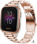 Strap-it® Strap-it Garmin Venu (SQ) Gliederarmband (Roségold)
