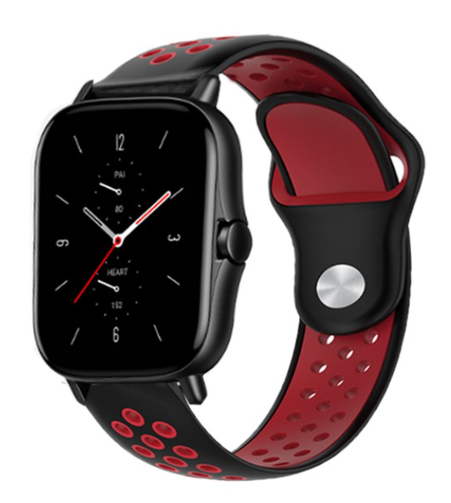 Strap-it® Strap-it Xiaomi Amazfit GTS 2 Sportarmband (Schwarz / Rot) Strap-it® Strap-it Xiaomi Amazfit GTS 2 Sportarmband (Schwarz / Rot)