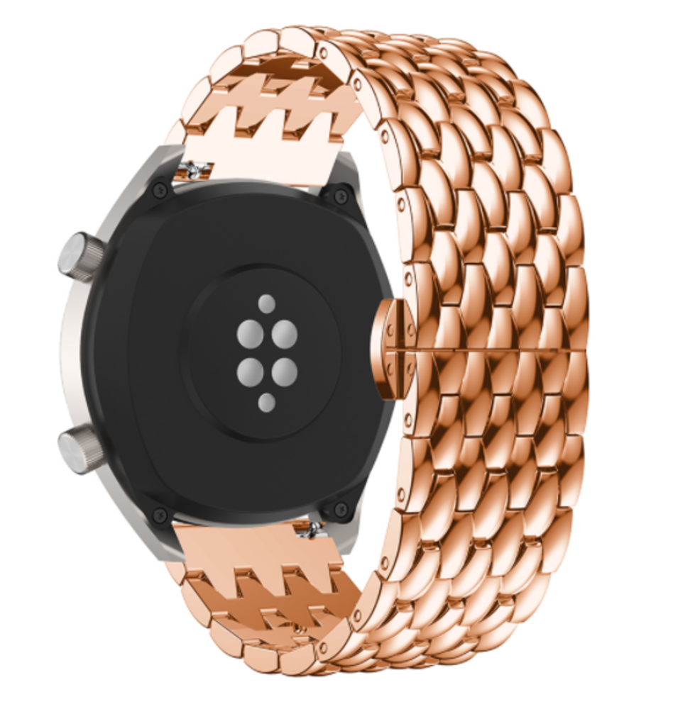 Strap-it® Strap-it Huawei Watch GT 2 Drache Gliederarmband (Roségold)