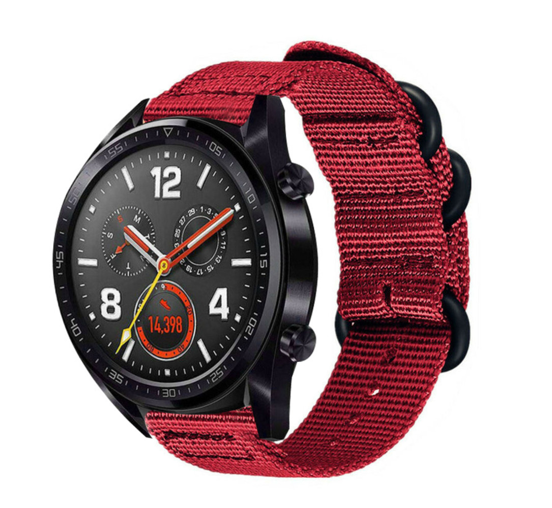 Strap-it® Strap-it Huawei Watch GT 2 Nylon Schnallenarmband (Rot)