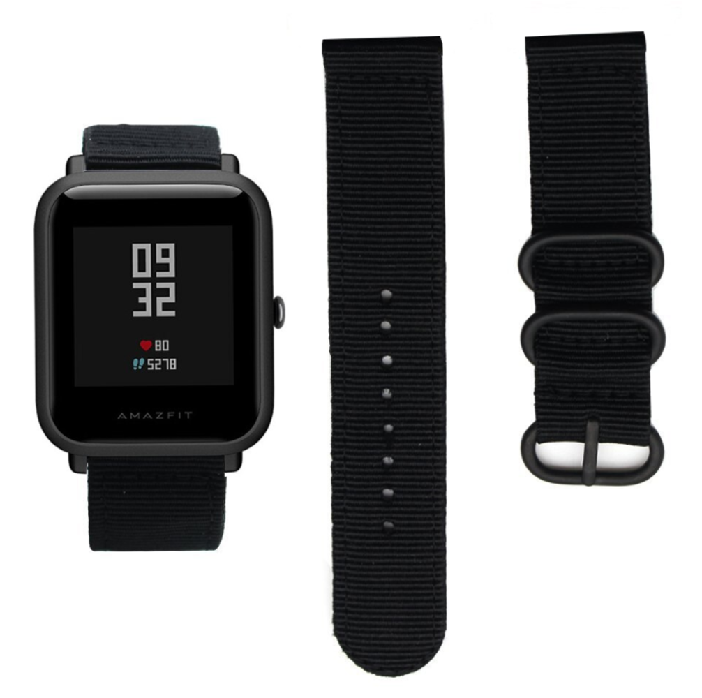 Strap-it® Strap-it Xiaomi Amazfit Bip Nylon Schnallenarmband (Schwarz) Strap-it® Strap-it Xiaomi Amazfit Bip Nylon Schnallenarmband (Schwarz)