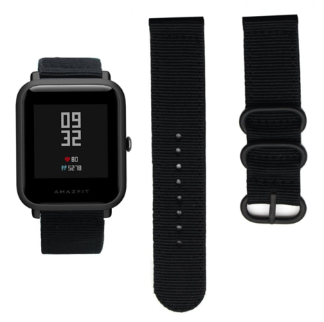Strap-it® Strap-it Xiaomi Amazfit Bip Nylon Schnallenarmband (Schwarz) Strap-it® Strap-it Xiaomi Amazfit Bip Nylon Schnallenarmband (Schwarz)
