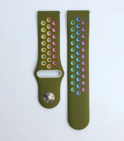 Strap-it® Strap-it Samsung Galaxy Watch 3 45mm Sportarmband (Armeegrün / Bunt)