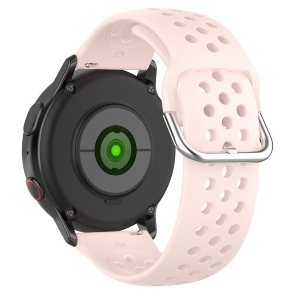 Strap-it® Strap-it Samsung Galaxy Watch Active / Active 2 Silikonarmband mit Löchern (Hellrosa)