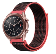 Strap-it® Samsung Galaxy Watch 3 41mm Nylon Armband (Schwarz / Rot)