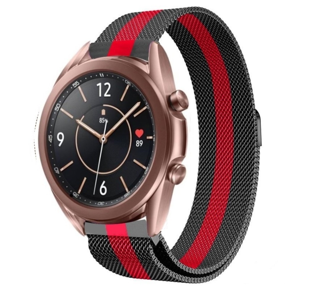 Strap-it® Strap-it Samsung Galaxy Watch 3 41mm Milanese Armband (Schwarz / Rot) Strap-it® Strap-it Samsung Galaxy Watch 3 41mm Milanese Armband (Schwarz / Rot)