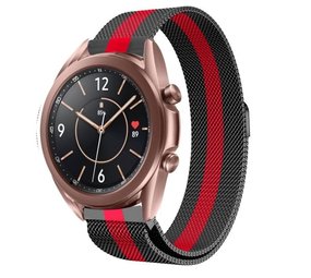 Strap-it® Samsung Galaxy Watch 3 41mm Milanese Armband (Schwarz / Rot) Strap-it® Samsung Galaxy Watch 3 41mm Milanese Armband (Schwarz / Rot)