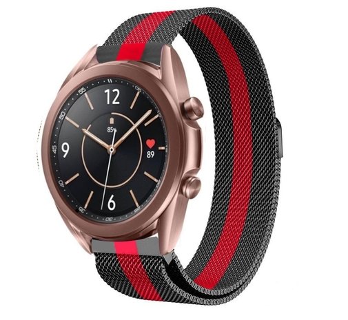 Strap-it® Strap-it Samsung Galaxy Watch 3 41mm Milanese Armband (Schwarz / Rot) Strap-it® Strap-it Samsung Galaxy Watch 3 41mm Milanese Armband (Schwarz / Rot)