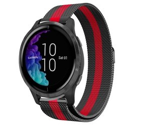 Strap-it® Garmin Venu (SQ) Milanese Band (Schwarz / Rot) Strap-it® Garmin Venu (SQ) Milanese Band (Schwarz / Rot)