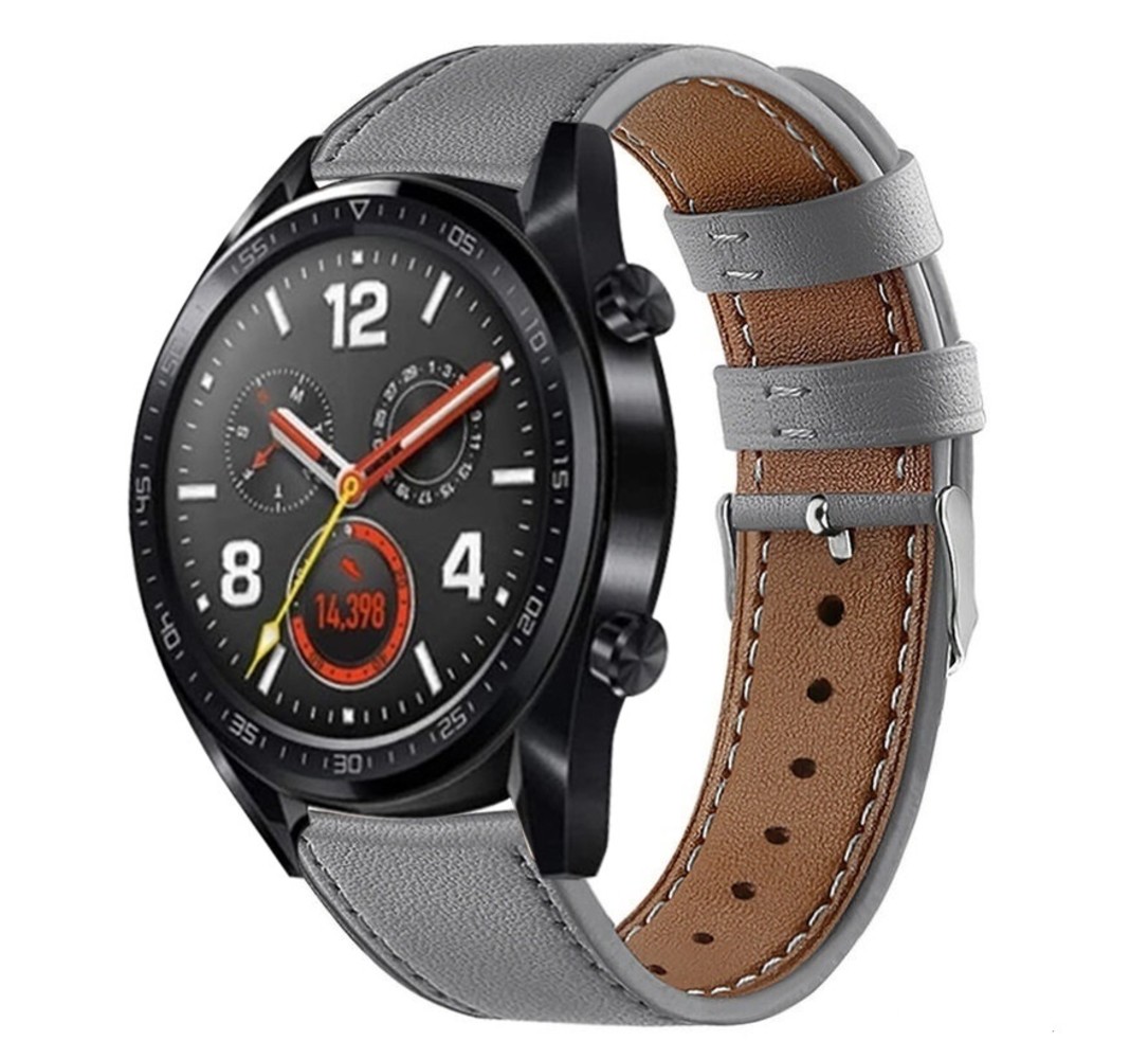 Strap-it® Strap-it Huawei Watch GT 2 Lederarmband (Grau)