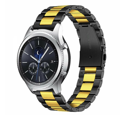 Strap-it® Strap-it Samsung Gear S3 Classic / Frontier Gliederarmband (Schwarz / Gold)
