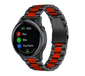 Strap-it® Garmin Vivoactive 4 Gliederarmband - 45 mm - Schwarz / Rot Strap-it® Garmin Vivoactive 4 Gliederarmband - 45 mm - Schwarz / Rot