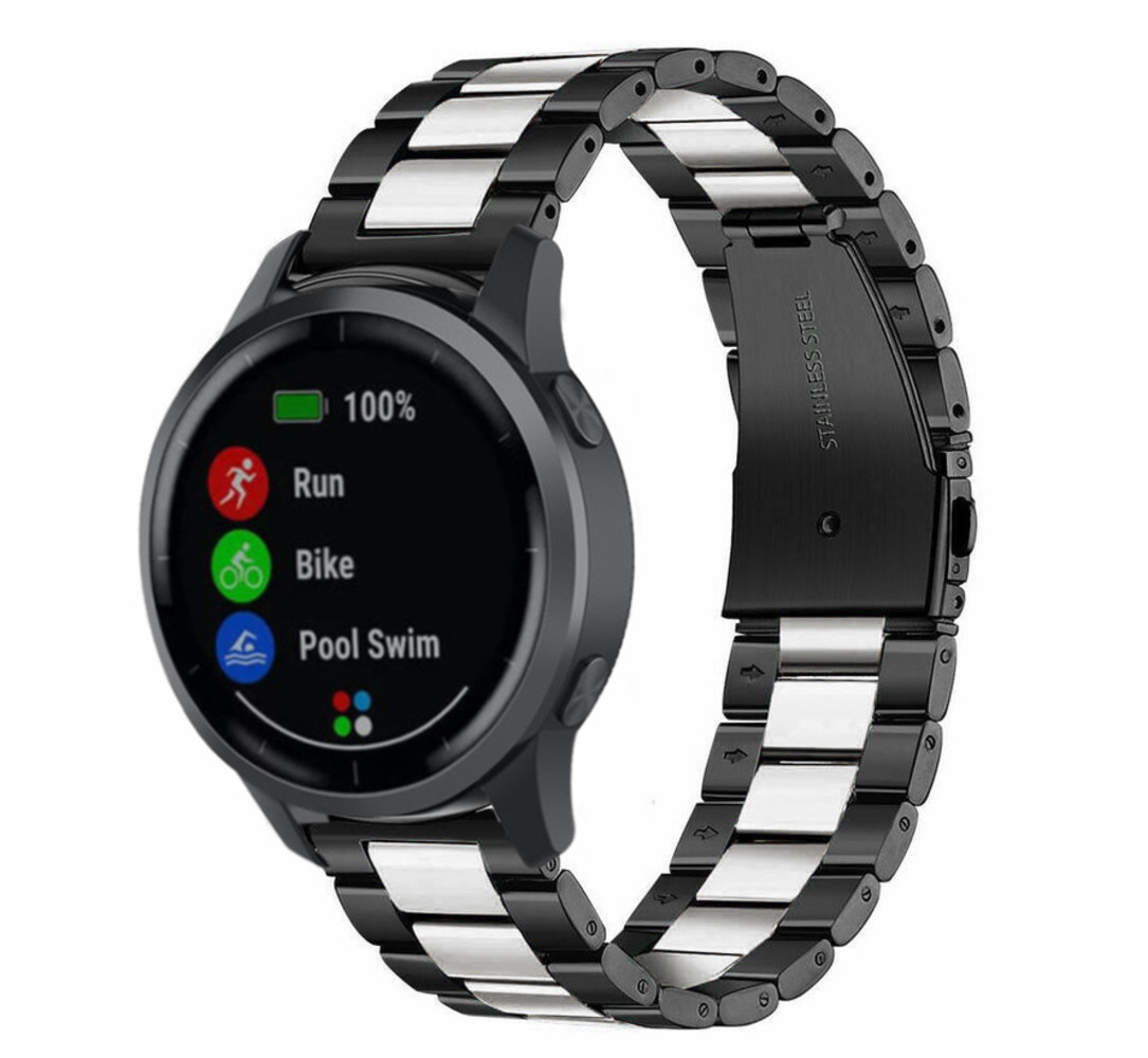 Strap-it® Strap-it Garmin Vivoactive 4 Gliederarmband - 45 mm - Schwarz / Silber Strap-it® Strap-it Garmin Vivoactive 4 Gliederarmband - 45 mm - Schwarz / Silber