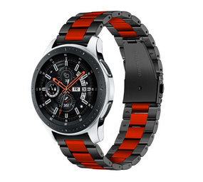 Strap-it® Samsung Galaxy Watch 46mm Gliederarmband (Schwarz / Rot) Strap-it® Samsung Galaxy Watch 46mm Gliederarmband (Schwarz / Rot)