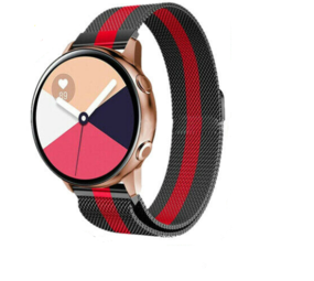Strap-it® Samsung Galaxy Watch Active / Active 2 Milanese Armband (Schwarz / Rot) Strap-it® Samsung Galaxy Watch Active / Active 2 Milanese Armband (Schwarz / Rot)