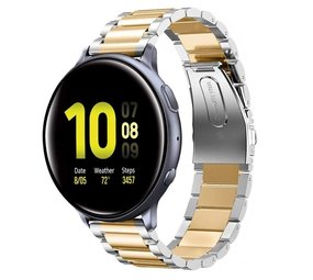 Strap-it® Samsung Galaxy Watch Active / Active 2 Gliederamband (Silber / Gold) Strap-it® Samsung Galaxy Watch Active / Active 2 Gliederamband (Silber / Gold)