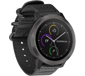 Strap-it® Garmin Vivoactive 4 Nylon Schnallenarmband - 45mm - Schwarz Strap-it® Garmin Vivoactive 4 Nylon Schnallenarmband - 45mm - Schwarz