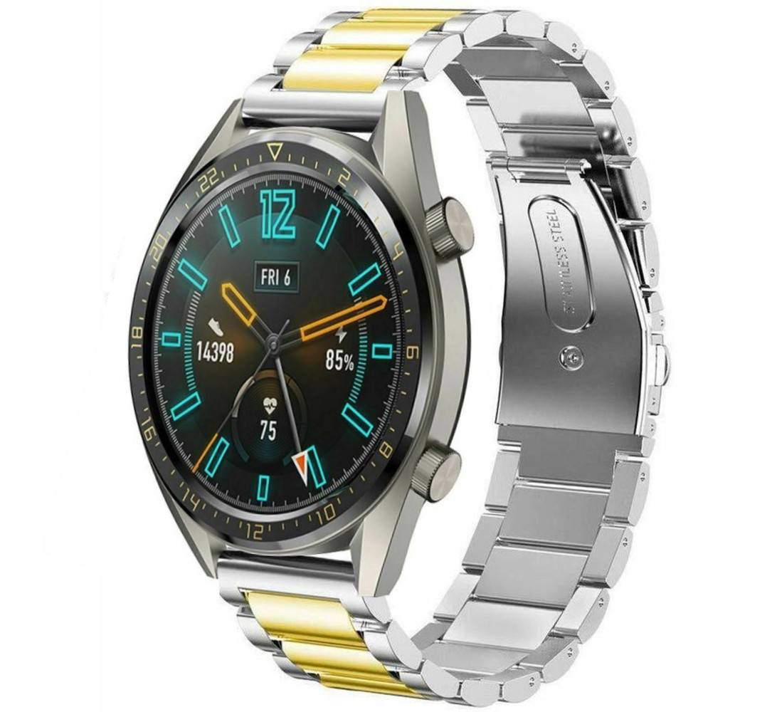 Strap-it® Strap-it Huawei Watch GT 2 Stahlarmband (Silber / Gold)