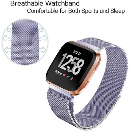 Strap-it® Strap-it Fitbit Versa / Versa 2 Milanese Band - Hellviolett