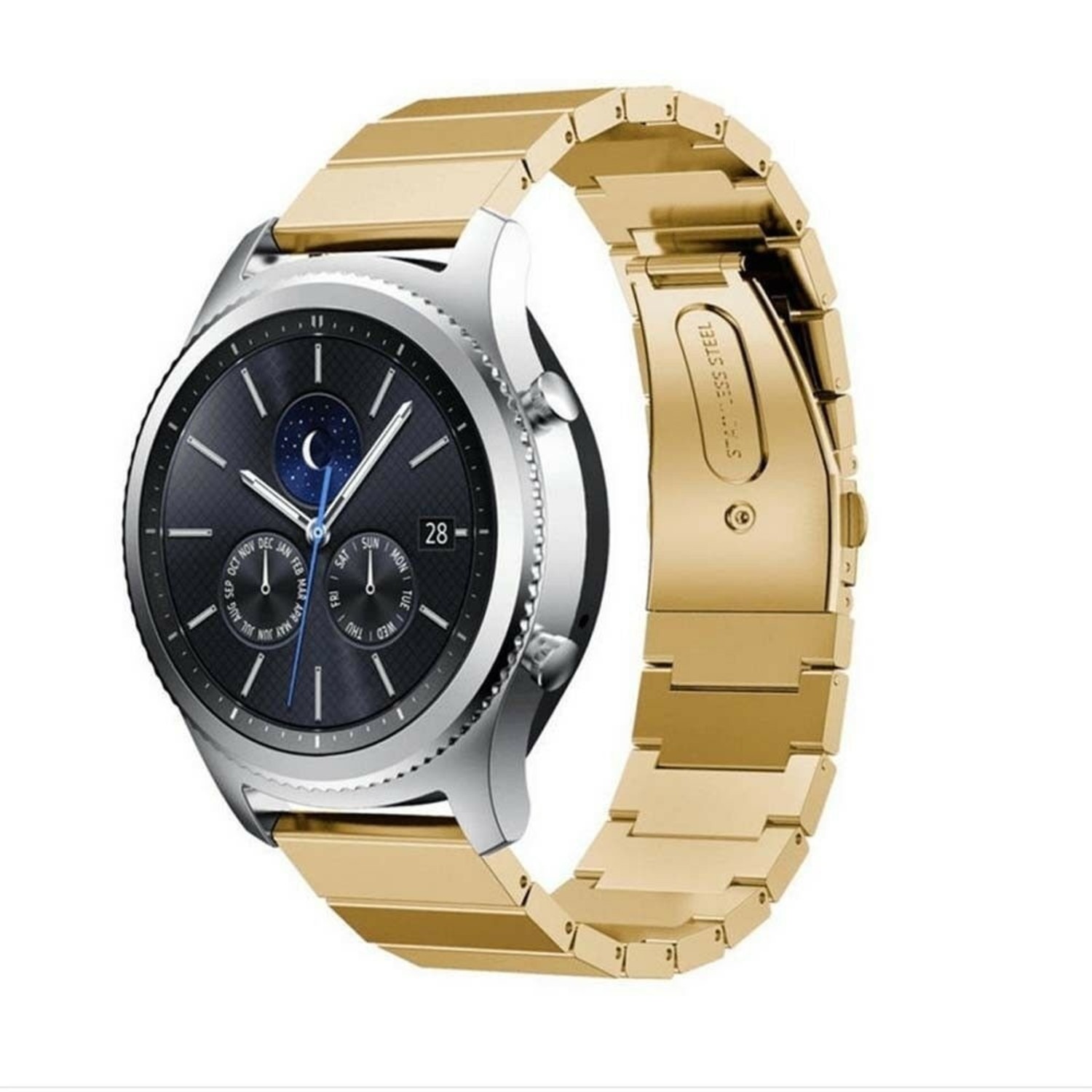 Samsung Gear S3 Classic Frontier Armband Metall Gold Smartwatcharmbaender