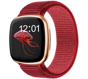 Strap-it® Fitbit Sense Nylon Armband (Rot)