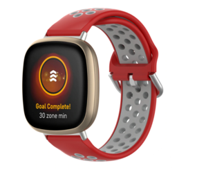 Strap-it® Fitbit Sense Sportarmband (Rot / Grau) Strap-it® Fitbit Sense Sportarmband (Rot / Grau)