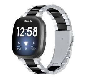 Strap-it® Fitbit Sense Gliederarmband (Silber/Schwarz) Strap-it® Fitbit Sense Gliederarmband (Silber/Schwarz)
