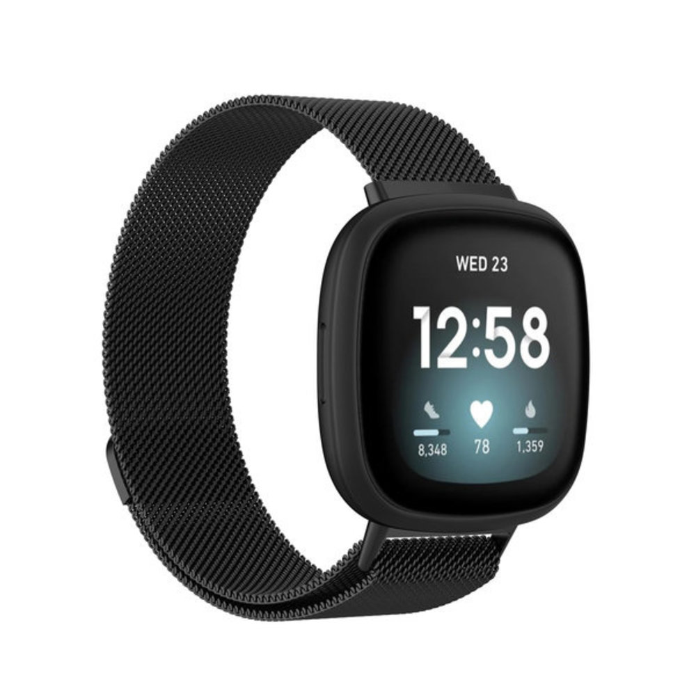Strap-it® Strap-it Fitbit Sense Milanese Armband (Schwarz)