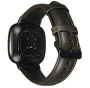 Strap-it® Fitbit Versa 3 Armband Leder (Dunkelbraun)